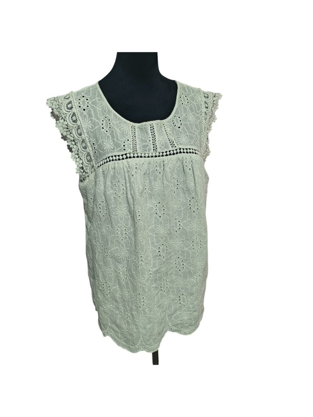 Knox Rose White Sleeveless Crochet Lace Floral Embroidered Boho Blouse Top LSumm